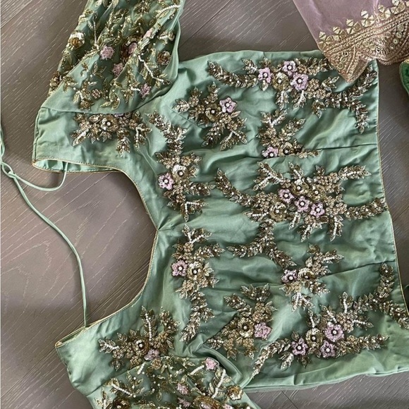 Saje Green and Pink Lengha - Picture 2 of 4